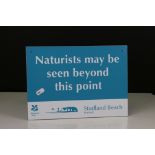 National Trust Studland Beach Sign ' Naturists may be seen beyond this point ', 30cms x 21cms