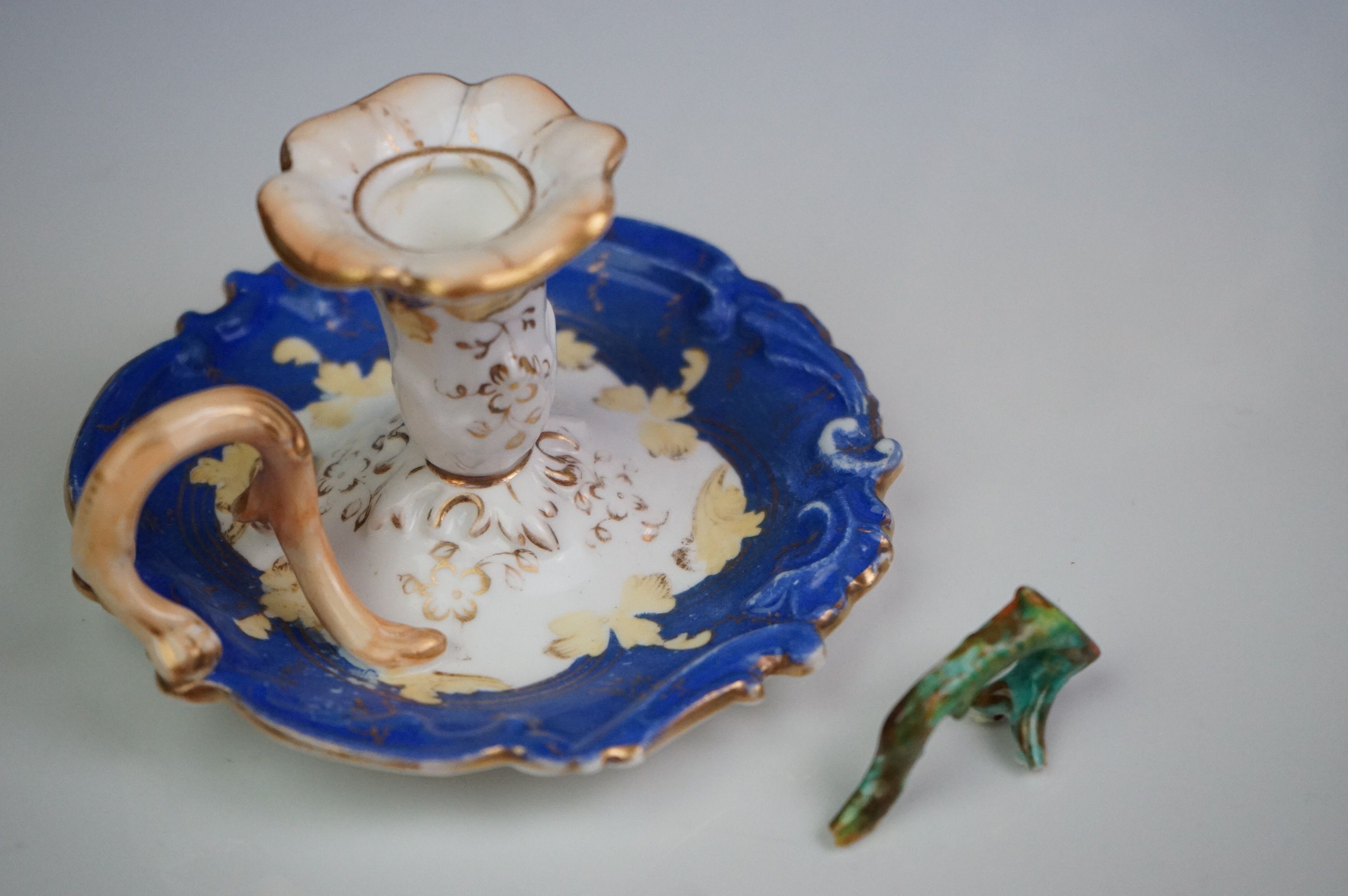 19th century Porcelain Teapot with bird and floral decoration, 14cms high together with Coalport - Image 6 of 14