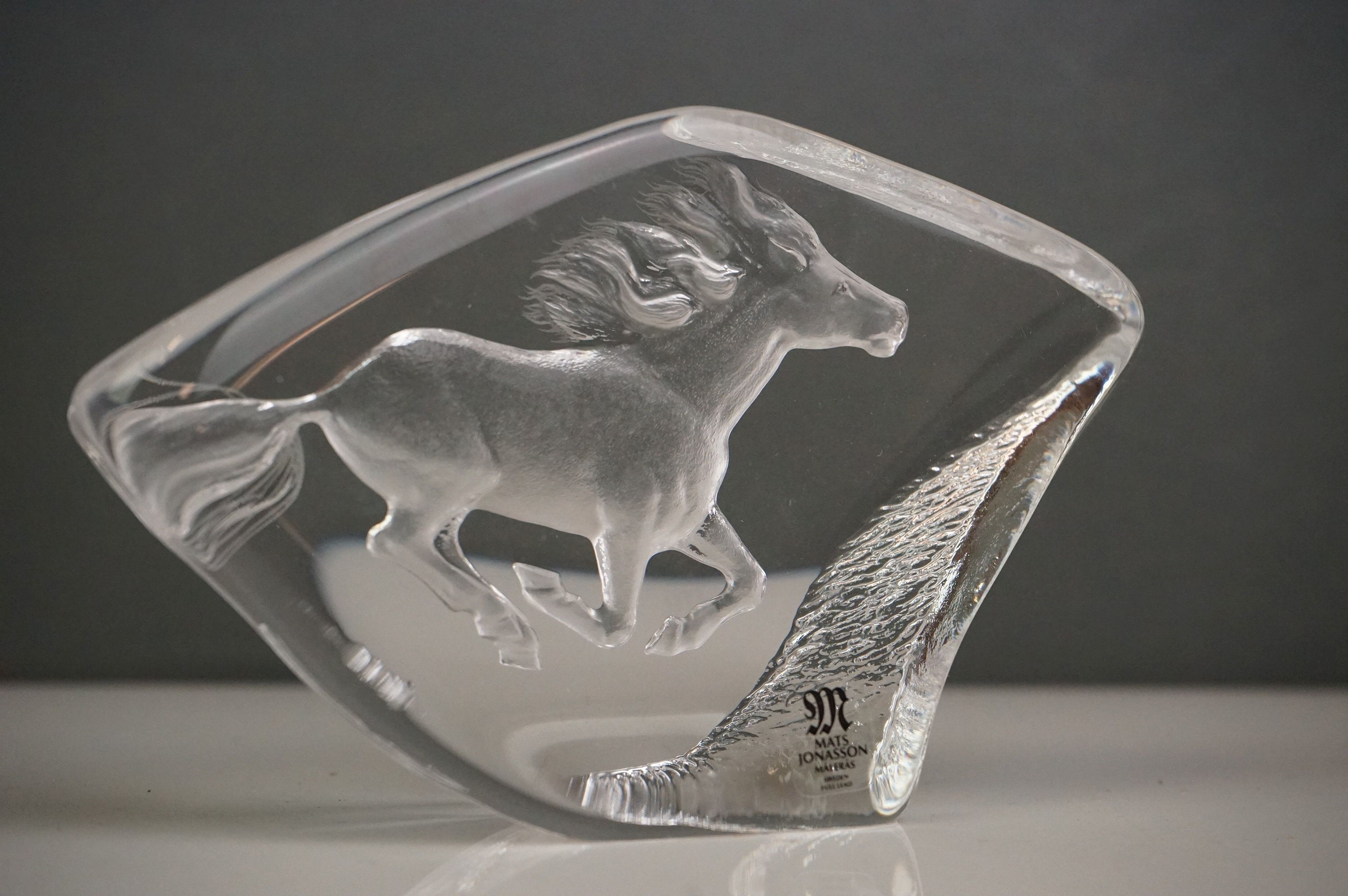 A collection of five glass animal sculptures to include a Mats Jonasson example. - Image 6 of 6