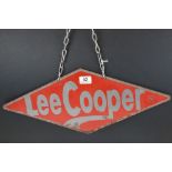 Advertising - Metal Double-Sided Diamond Shaped ' Lee Cooper ' Sign on Hanging Chain, 55cms long