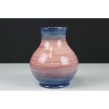 Moorcroft Vase decorated in graduating rings of pink and blue, green impressed marks to base and