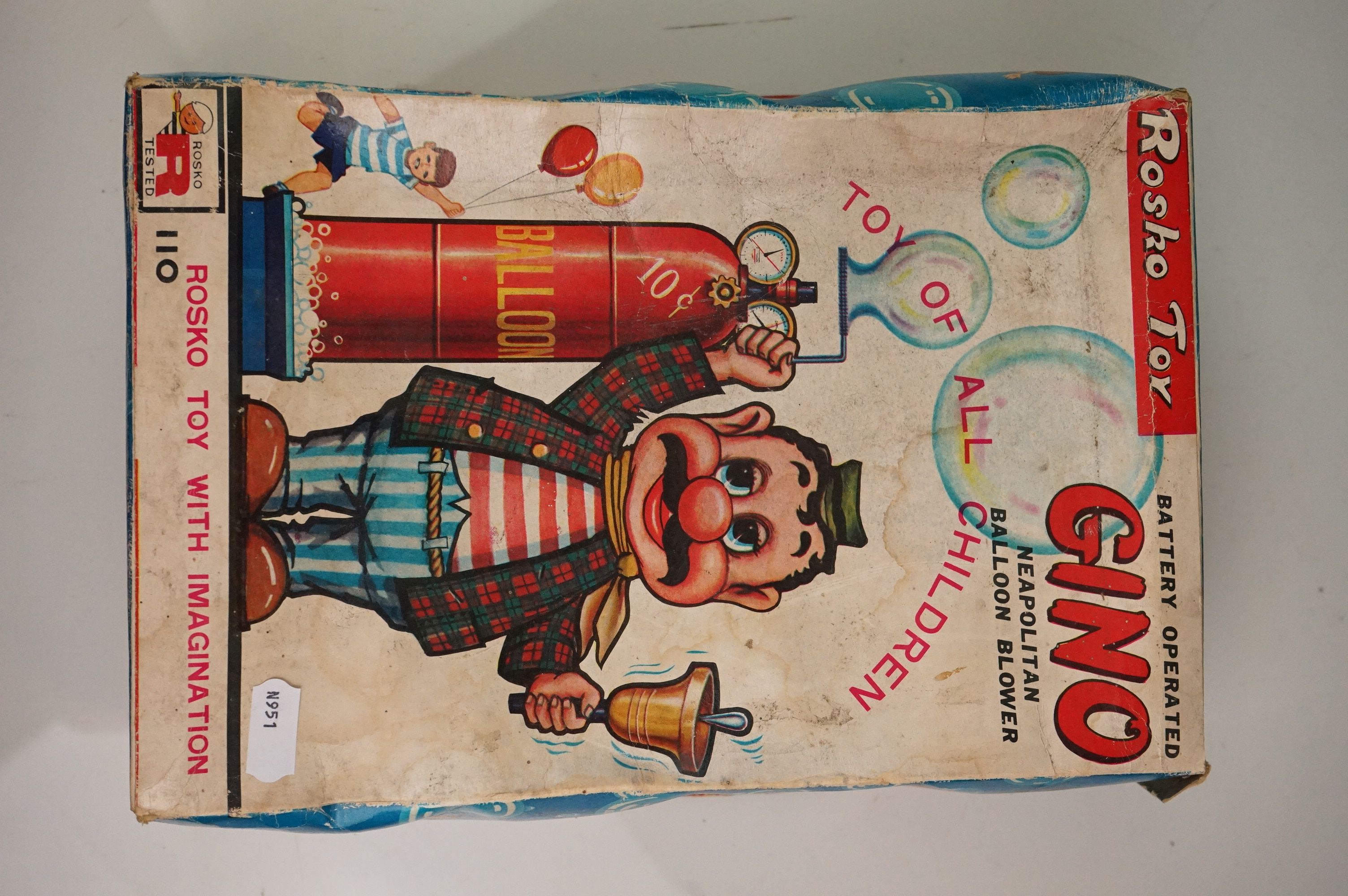 A vintage battery operated GINO the Neapolitan balloon blowers by Rosko Toys, in original box. - Image 5 of 6