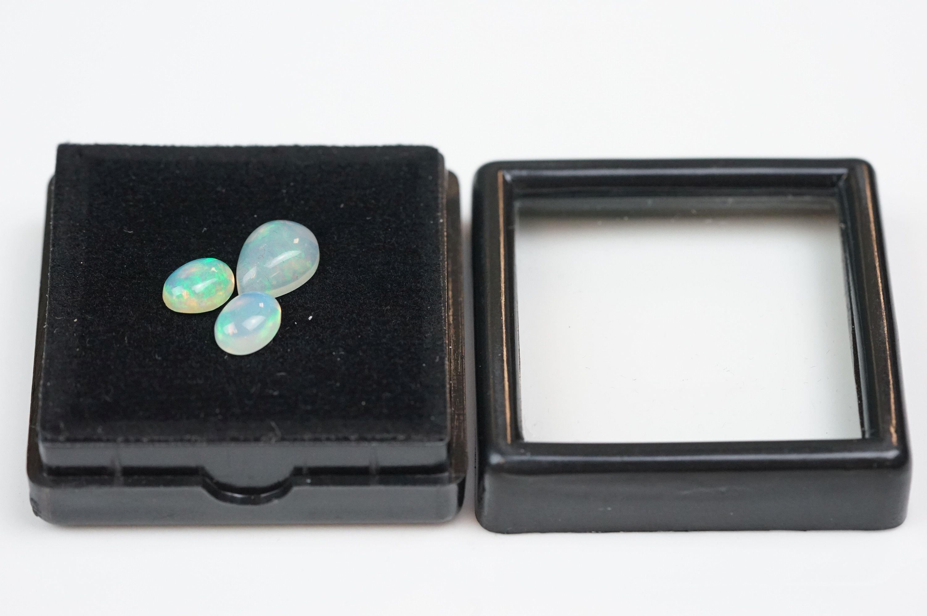 Three cut opals, approx 2.15ct weight.