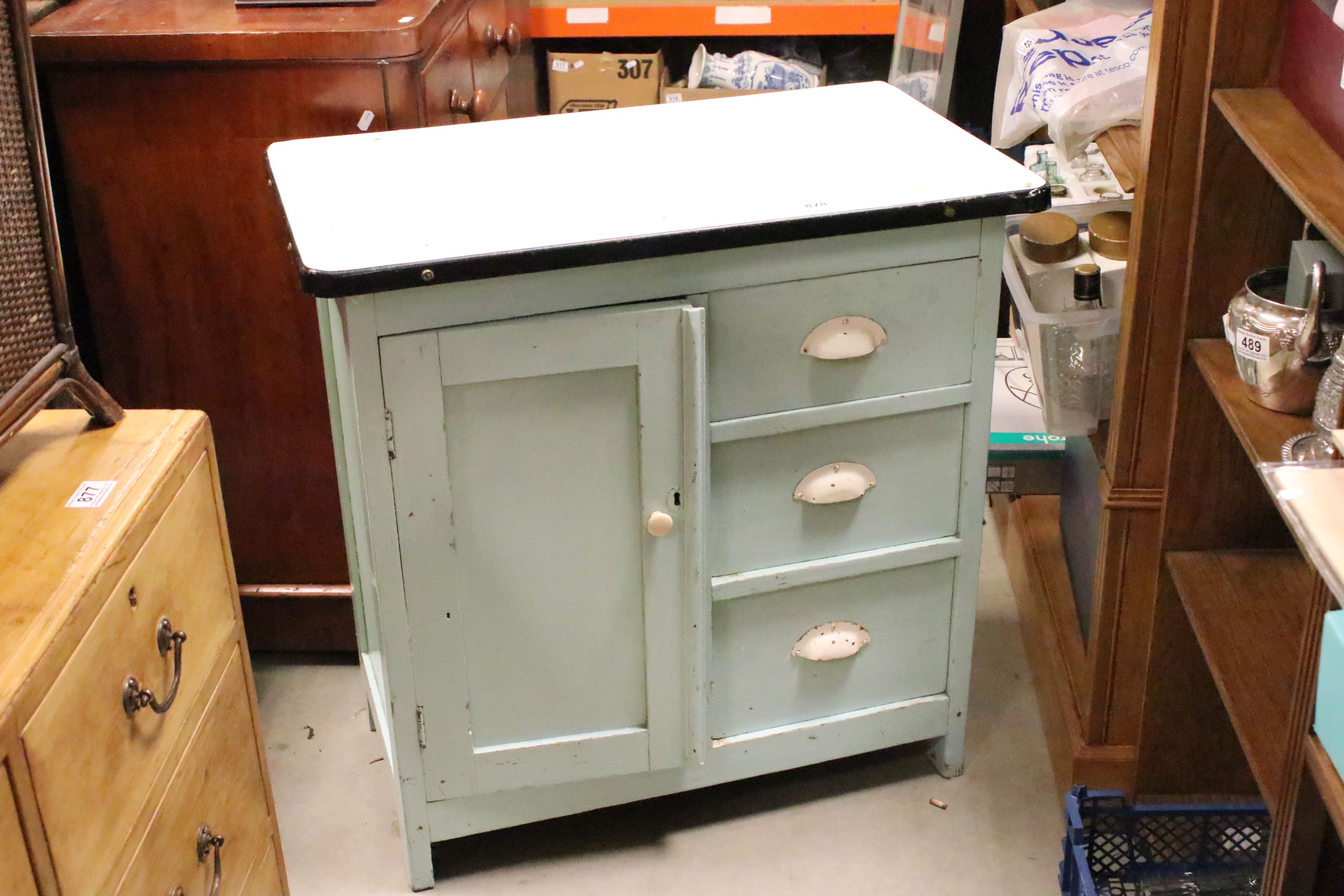 1950s kitchen work unit with three drawers & single cupboard