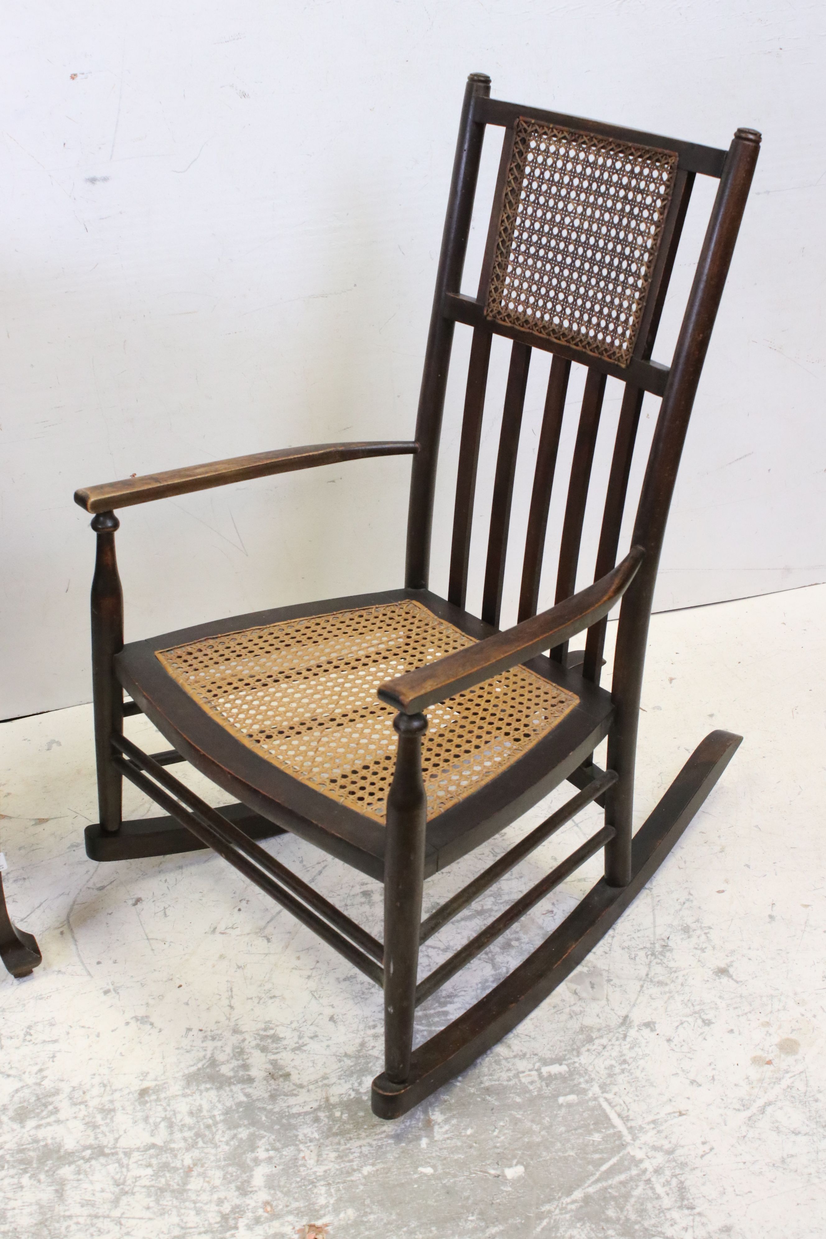 Early 20th century Rocking Chair and an Oak Bedside Cabinet - Image 2 of 3