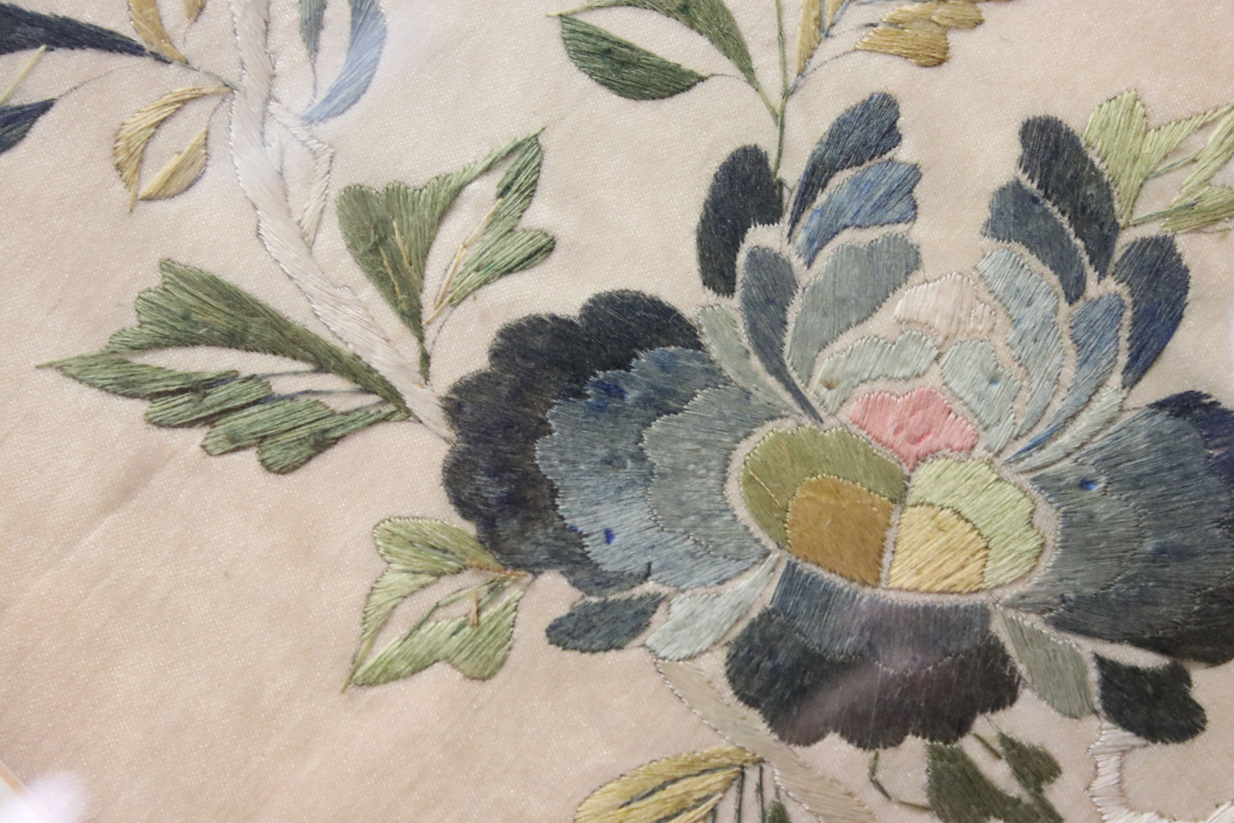 Pair of Framed and Glazed Oriental Silk Embroideries, one depicting birds, butterflies and flowers - Image 6 of 6