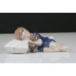 Royal Copenhagen model of a Child sleeping on a pillow, numbered 675, 15.5cms long