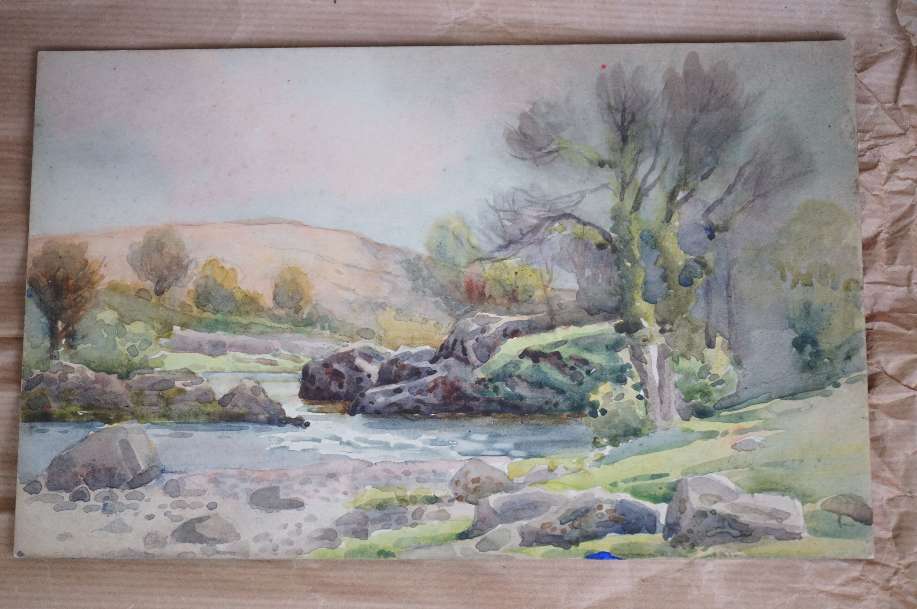 A folio of watercolours of rural scenes. - Image 5 of 7