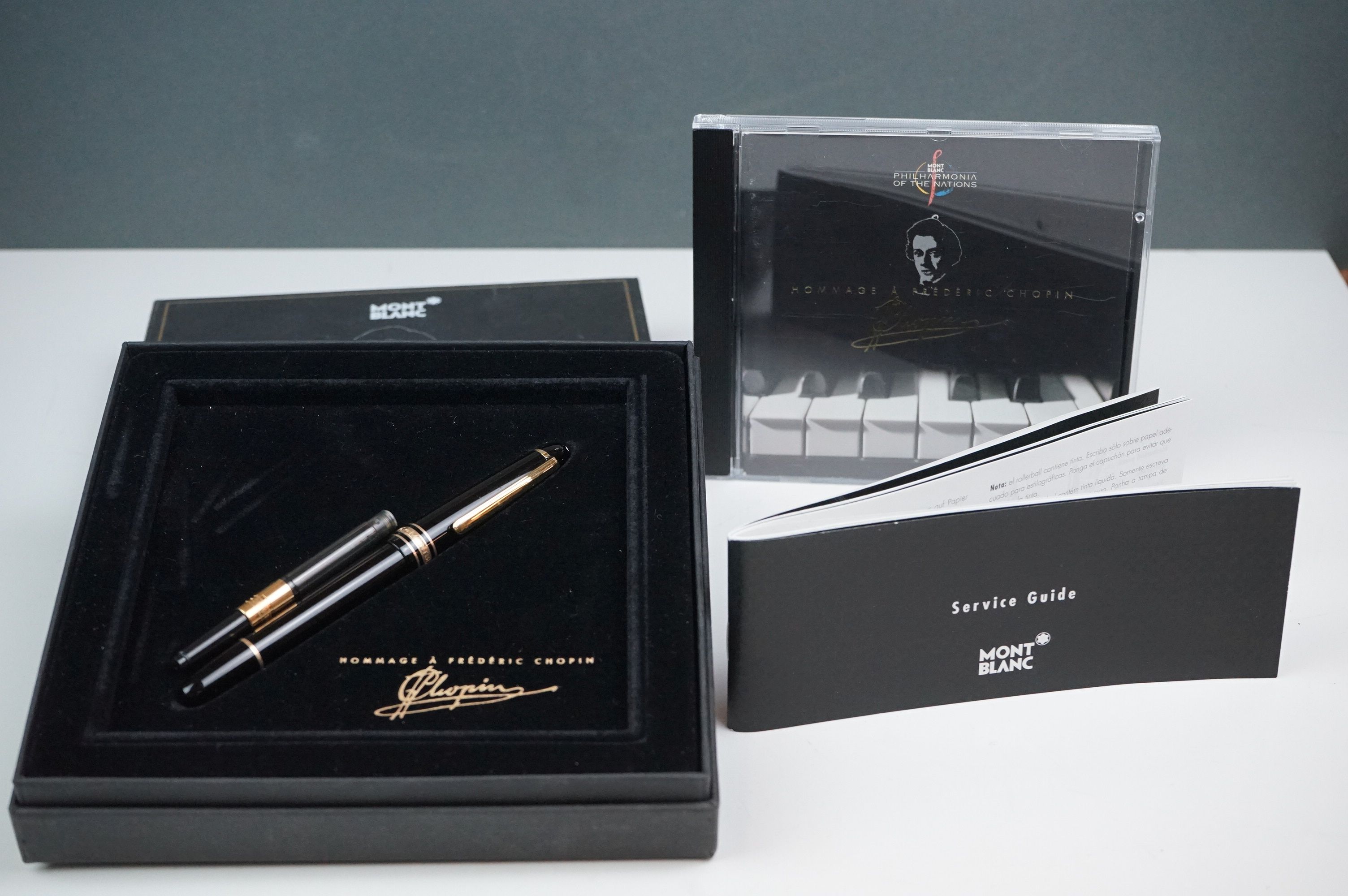 Mont Blanc Meisterstuck Hommage A Frederic Chopin fountain pen, model 145 M, with CD, service - Image 2 of 6