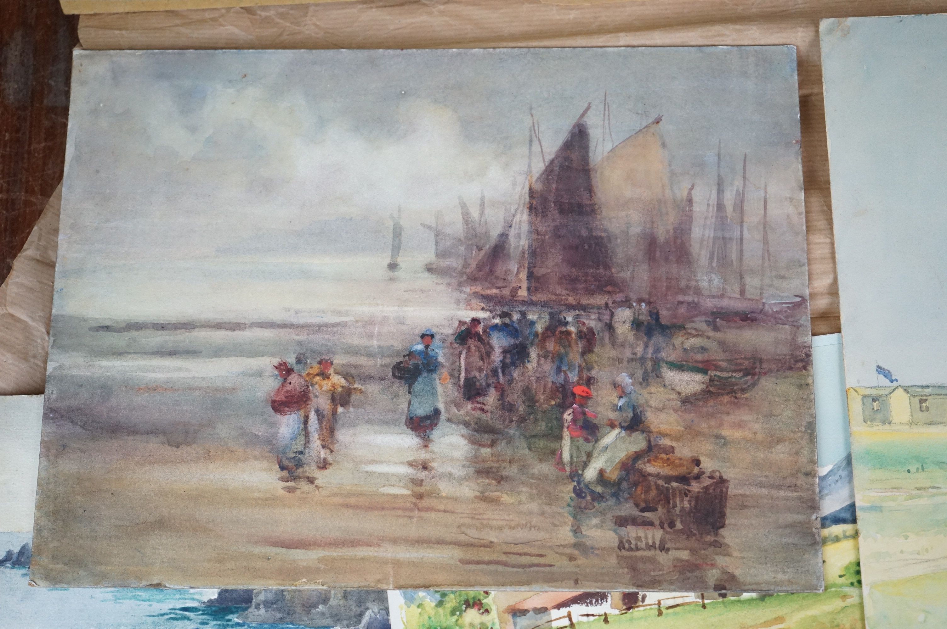 A folio of watercolours of rural scenes. - Image 3 of 7