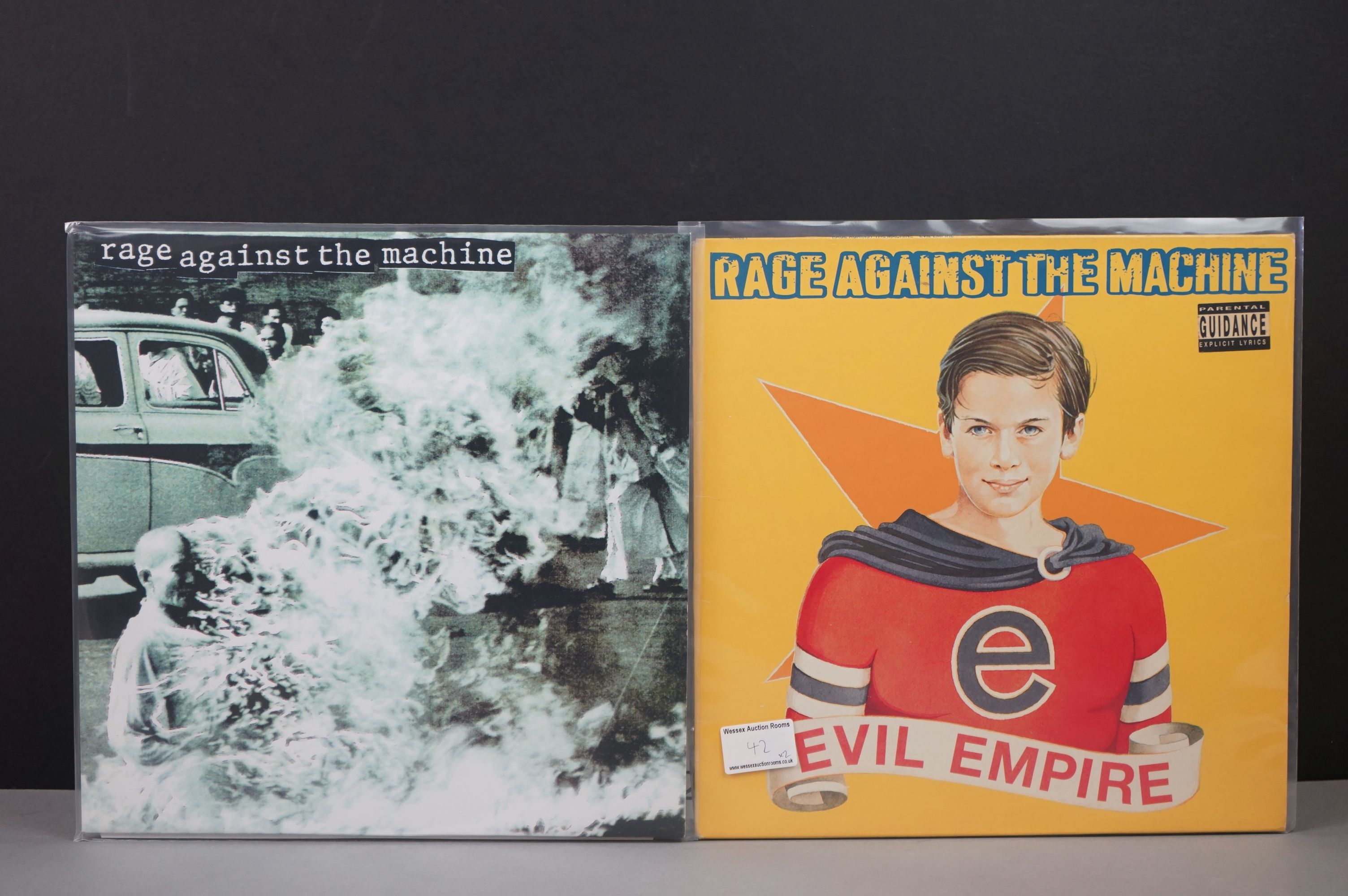 Vinyl - Two Rage Against The Machine LPs to include 4722241 & Evil Empire 4810261, sleeves vg+,