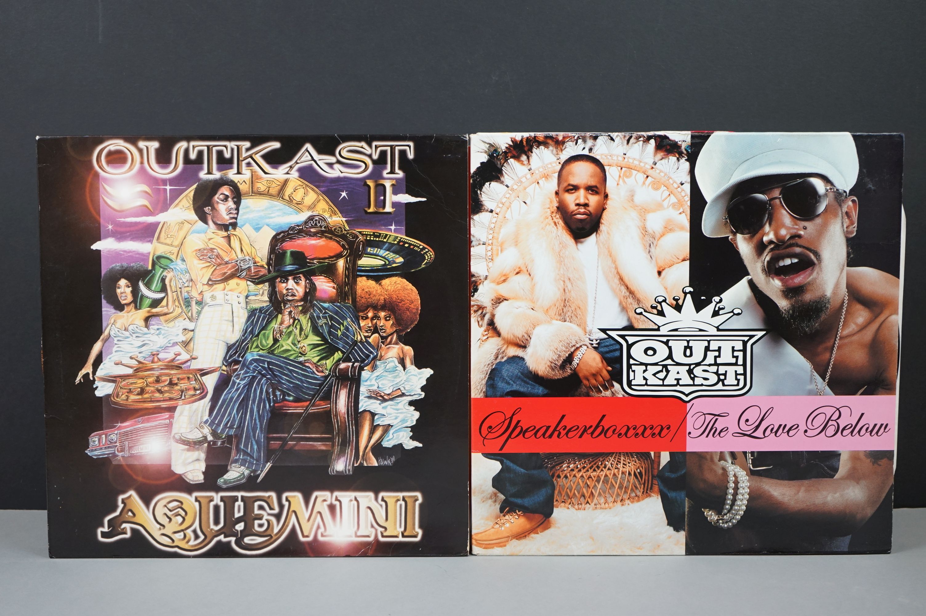 Vinyl - Two Outkast LPs to include Aquemini S160012 with inners, tape repair to one, vinyl vg++, and