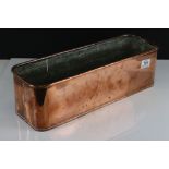 Large Copper Rectangular Planter, 46cms long