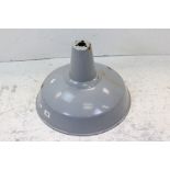 Mid 20th century Industrial Grey Enameled Light Shade, 36cms high