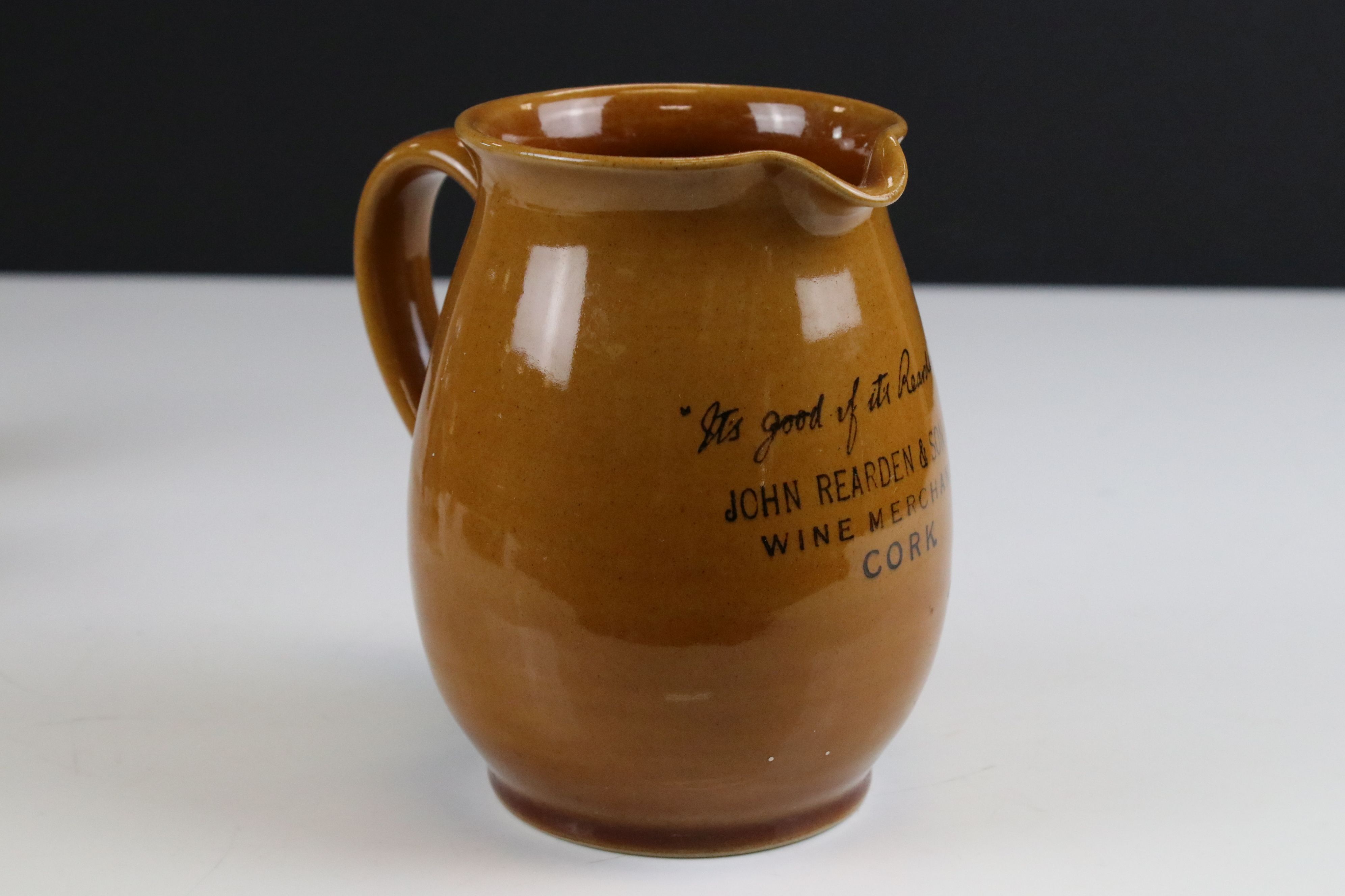 Rare John Reardon & Son Ltd, wine merchant of Cork, Denby advertising jug