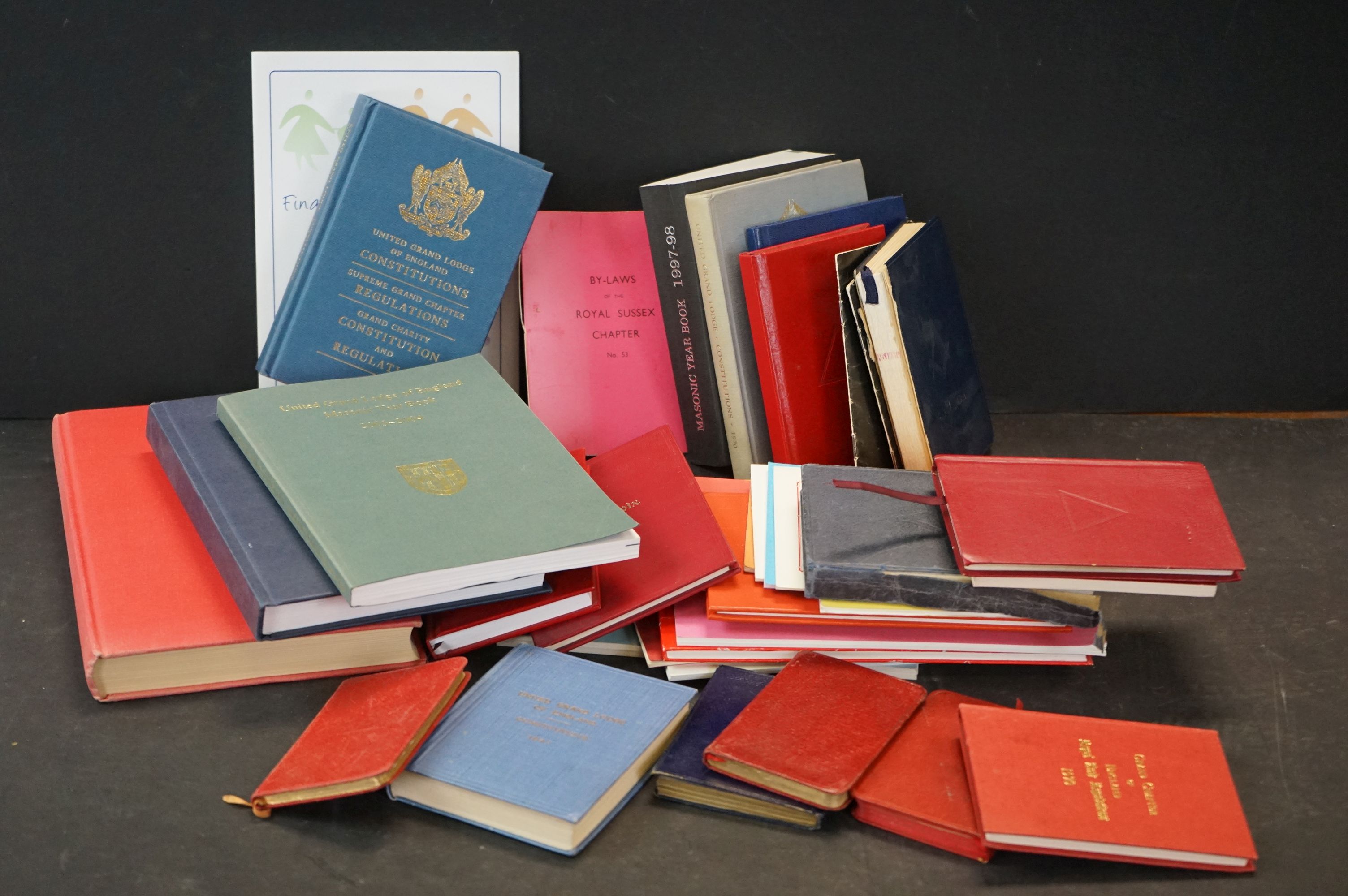 A collection of Masonic books and ephemera to include Year Books and Rules and Regulations.