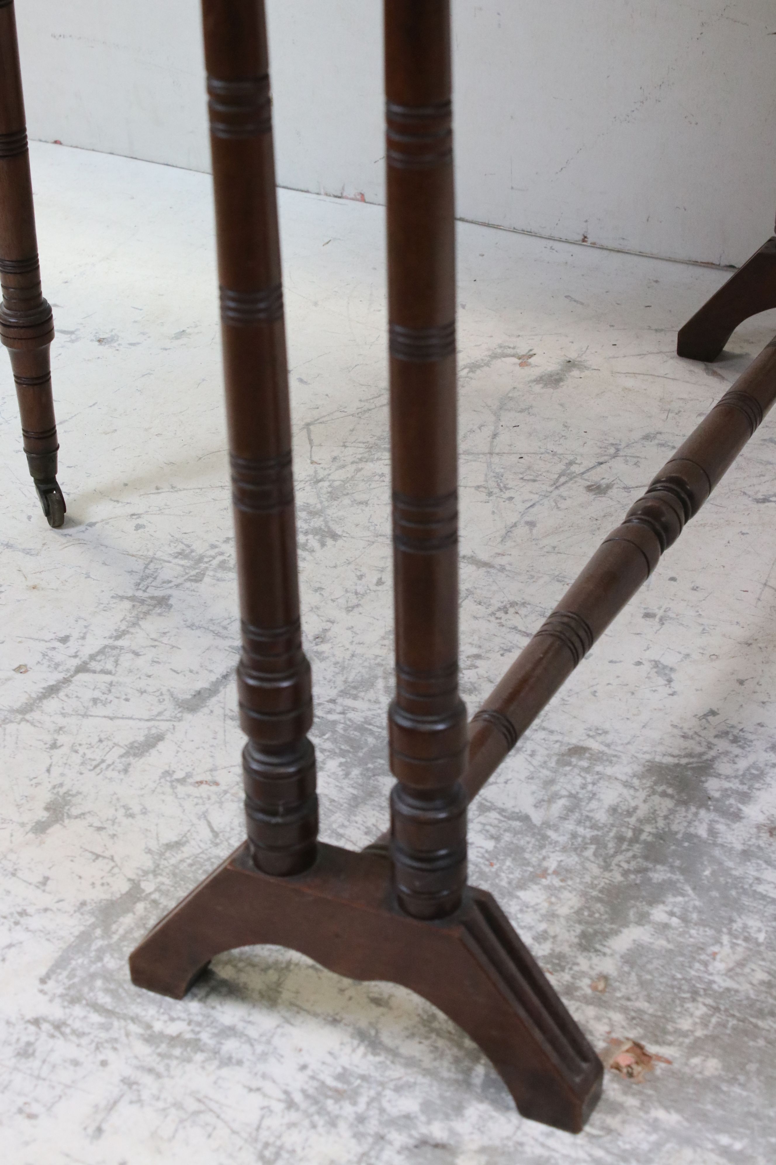 Edwardian Mahogany Sutherland Table raised on turned ringed supports, 92cms long x 69cms high - Image 5 of 10