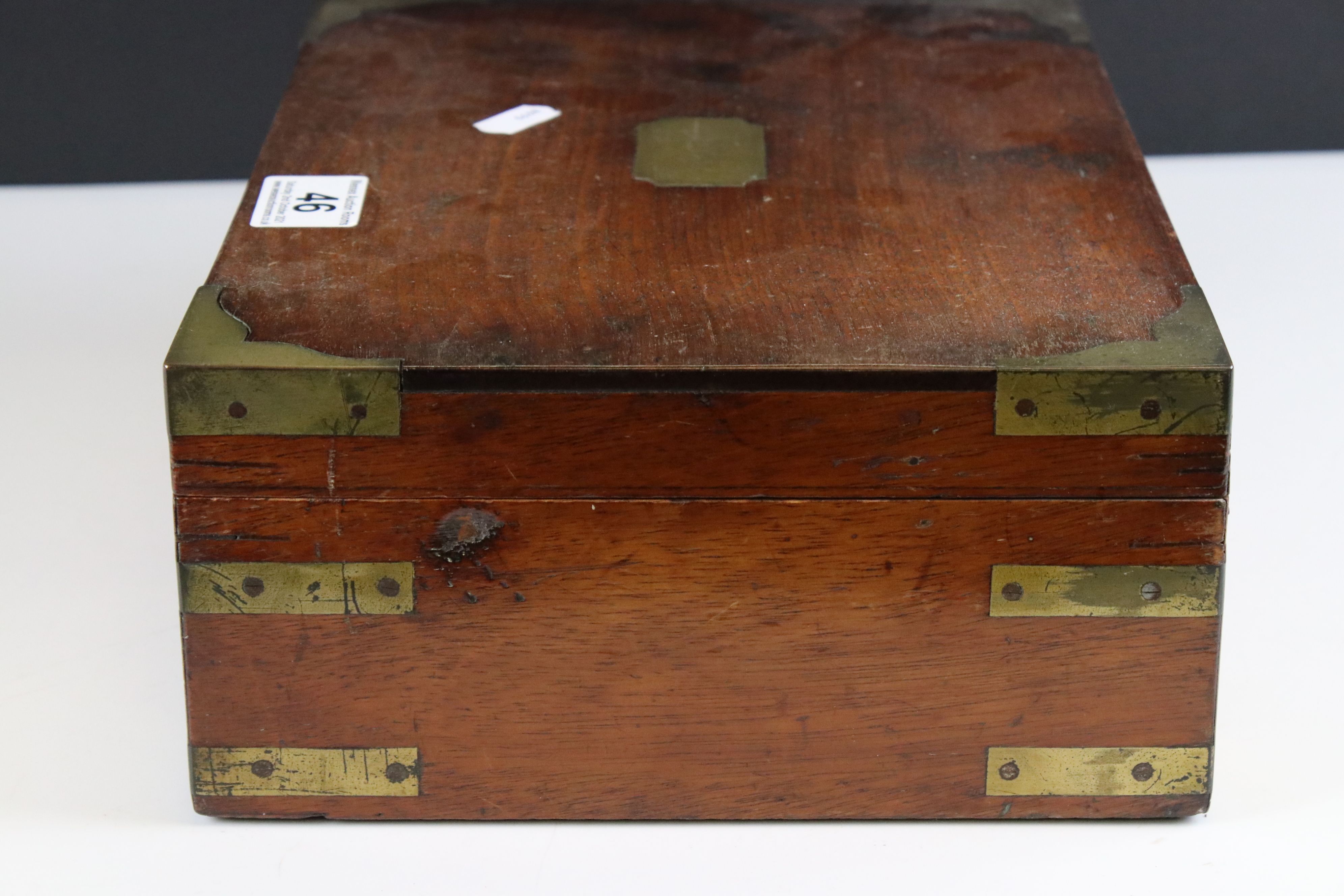 19th century Mahogany Brass Bound Box, 30cms long together with a 19th century Tunbridge Ware Box (