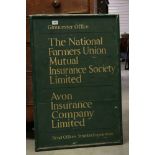 A green painted wooden sign from the Gloucester office of the Avon Insurance company ltd.