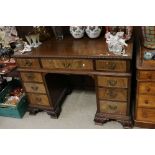 Early 20th century Mahogany Twin Pedestal Dressing Table / Writing Desk in the Chippendale manner
