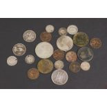 Tin of assorted coins, 19th century onwards, to include silver, half silver & copper,