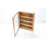 Pine Hanging Display Cabinet with single glazed door, 58cms x 47cms