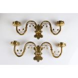 Pair of 19th century Brass Gothic Revival Double Sconce Wall Brackets, 14cms high