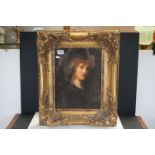 Portrait of a lady, in a heavy ornate gilt frame, signed lower right, approx. 39cm x 29cm