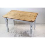 Pine Farmhouse style Table with painted legs, 121cms long x 76cms