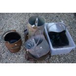 A group of mixed collectables to include a copper coal bucket, galvanised steel mop bucket,
