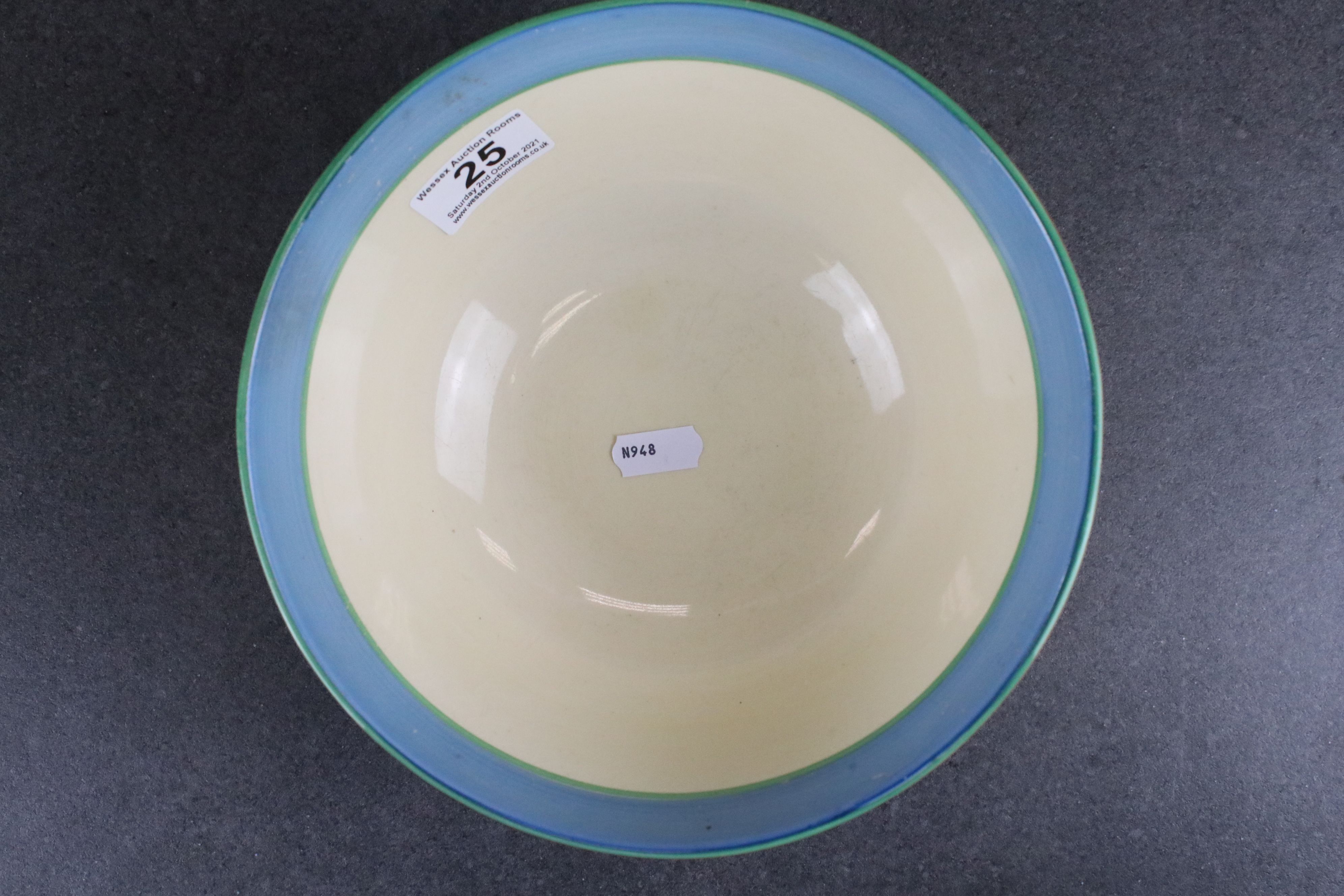 Clarice Cliff for Newport Pottery Bowl in the Liberty Stripe pattern, 21cms diameter - Image 11 of 12