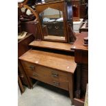 Art Nouveau Oak Dressing Table with Two Drawers, 91cms wide x 152cms high