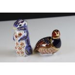 Two Royal Crown Derby Ceramic Paperweights - Limited Edition Partridge and Chipmunk, both with