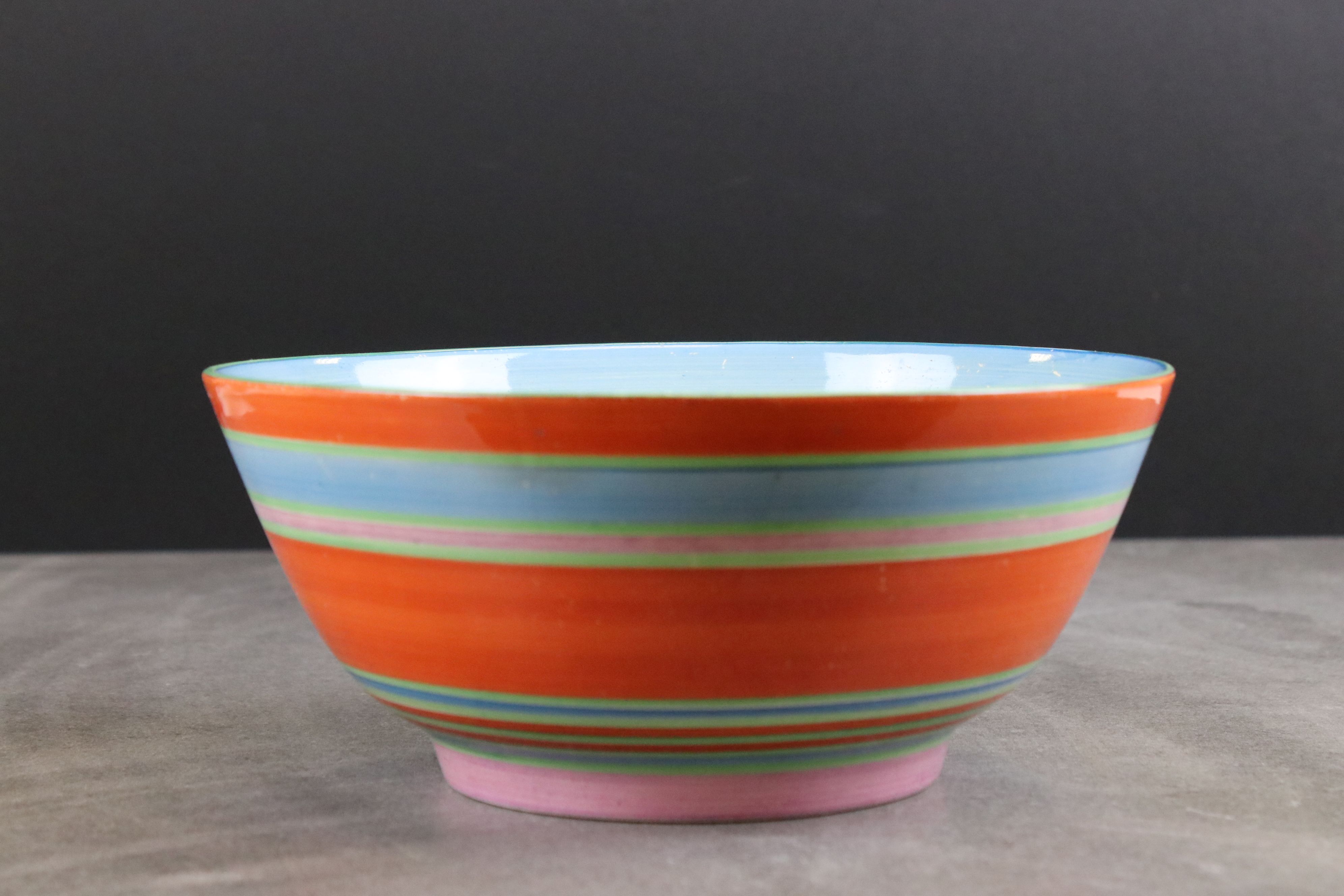 Clarice Cliff for Newport Pottery Bowl in the Liberty Stripe pattern, 21cms diameter