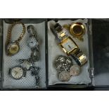 A small collection of vintage watches to include Smiths together with a Victorian silver coin