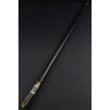 Late 19th / Early 20th century Indian Sword Stick, the ebonised shaft with bone inlay , the brass