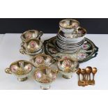 A vintage early 20th century continental porcelain part tea set with gilt decoration.