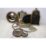 Collection of Eight Mirrors including a Regency style Circular Convex Mirror, 47cms diameter