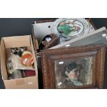 A box of mixed collectables to include binoculars, camera lenses, paperweights, opera glasses..etc.