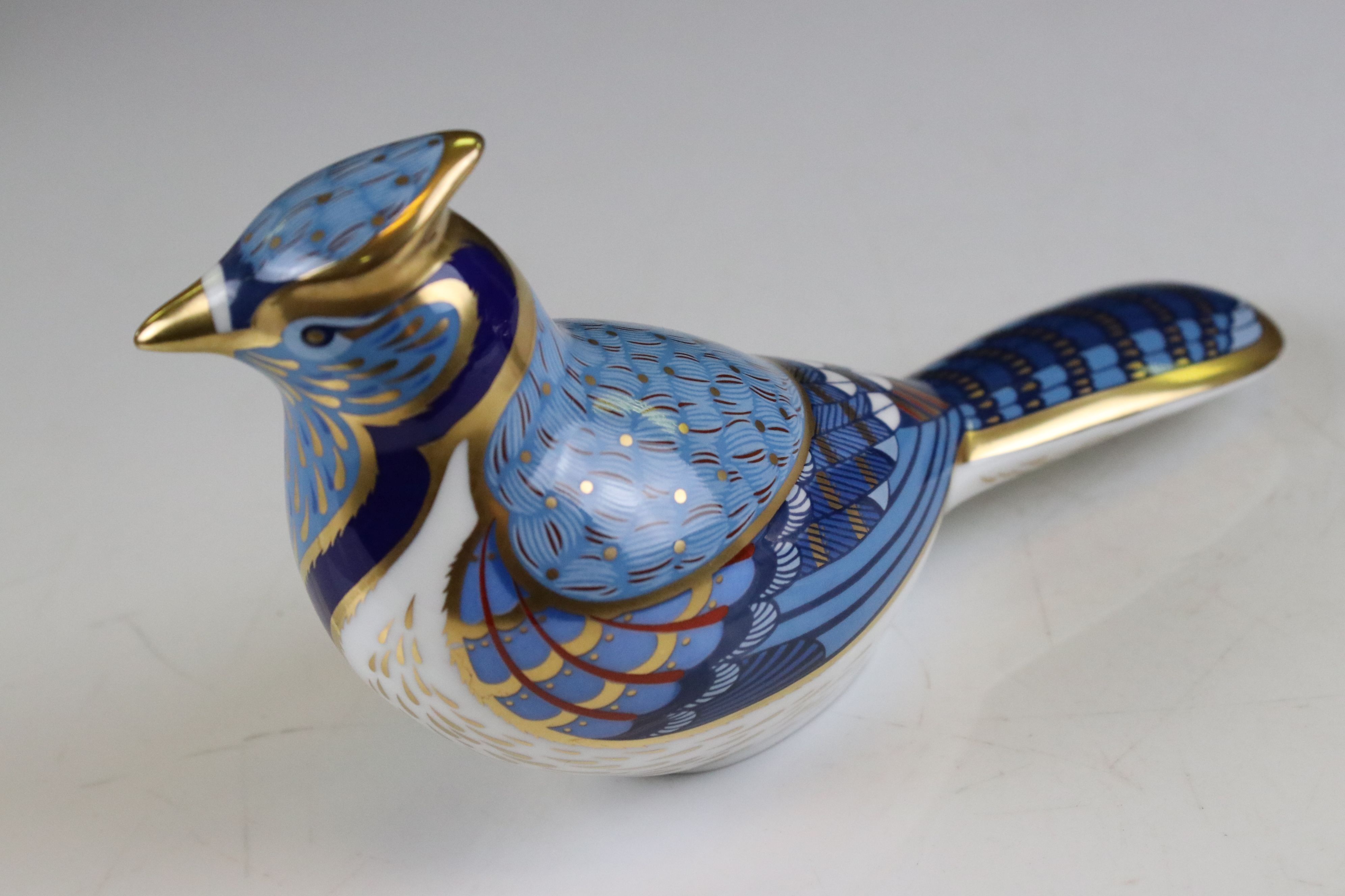 Two Royal Crown Derby Ceramic Paperweights - Mallard Duck (silver stopper) and Blue Jay (gold - Image 5 of 20