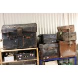 Collection of Five 19th / Early 20th century Travelling Trunks and Cases together with Three Black