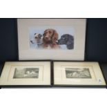 Stanley Barkley, a pair of Victorian prints of terrier dogs, together with a vintage print of