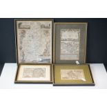 Two Small Antique Coloured Maps of Wiltshire and Buckinghamshire, originally from a book, 12cms x