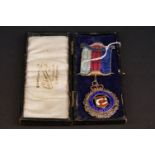 Silver and enamel Hampton Court Palace Lodge Order of the Buffalo medal, in original box