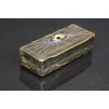 19th century horn snuff box with glass eye to lid, possibly Masonic