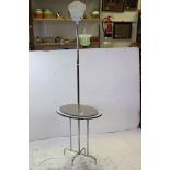 Art Deco period Chrome and Mirrored Standard Lamp Table with Glass Shade, 177cms high