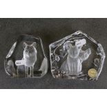 Two lead crystal ornaments to include Goebel and a Mats Jonasson example.