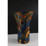 Poole Pottery Lorna Whitmarsh ' Unique Studio Piece ' Trumpet Vase in the Abstract pattern (with