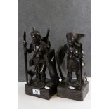 Pair of Carved Wooden Bookends in the form of an Igorot Tribal Man and Woman, 31cms high