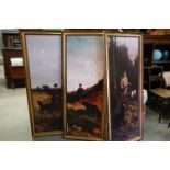 After G Earl, Three Large Game Shooting Prints, 42cms x 121cms, gilt framed